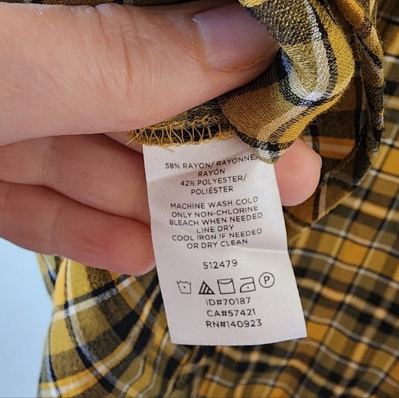 Loft Yellow Plaid Button-Up Top XL - Picture 5 of 7